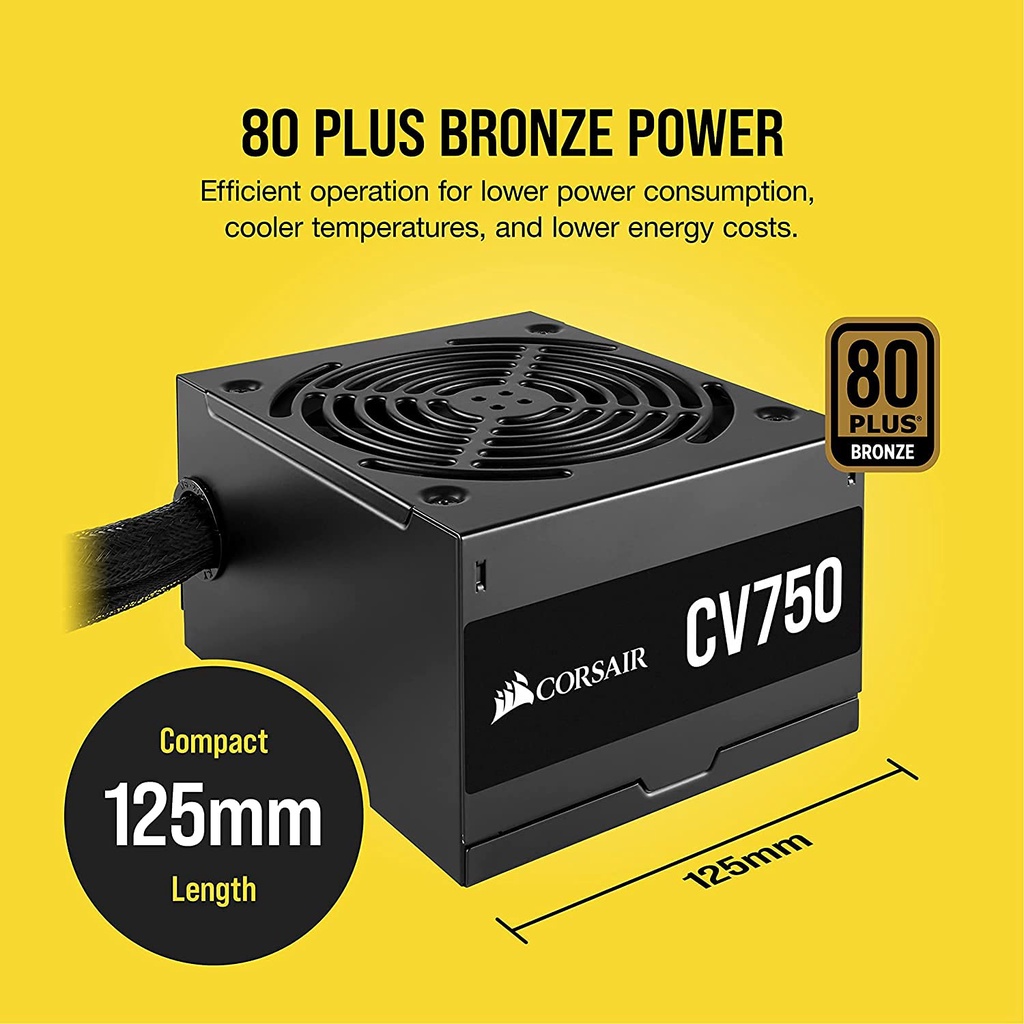 Corsair CV750 750Watt 80 Plus Bronze Certified Power Supply PSU CV 750