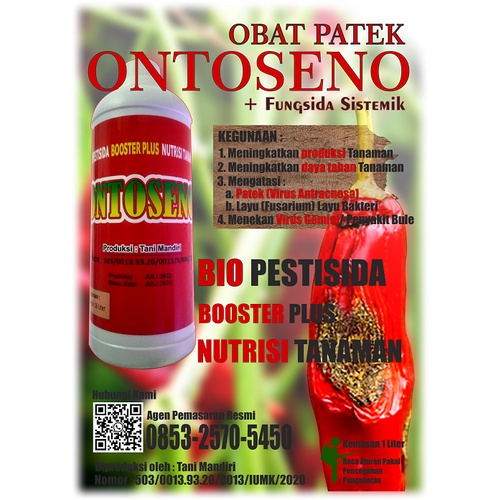 Obat Patek Cabe Perawatan dan Pengobatan Tanaman Cabai Pengendali Jamur Antraknosa Detacide fungisida ONTOSENO 1 Liter