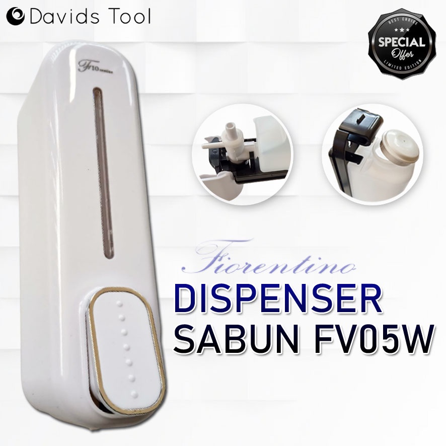 Soap Dispenser Tempat Sabun Cair Pump Dinding Tempel Mandi Shampo Sampo Cuci Fiorentino FV05