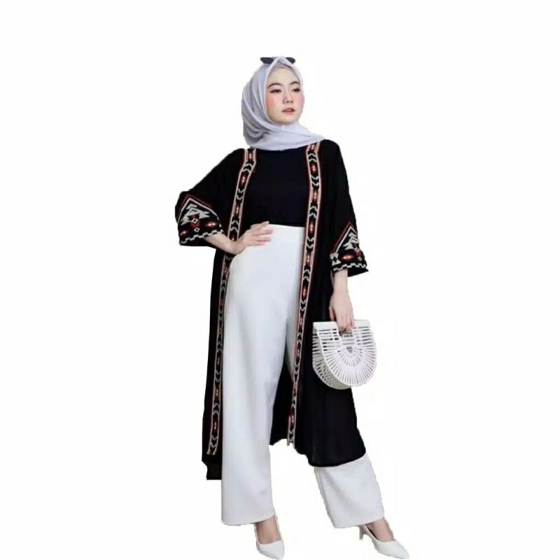 ETNIK KIMONO BORDIR/ CARDIGAN MUSLIMAH LENGAN PANJANG TERKINI CARDY JUMBO-1