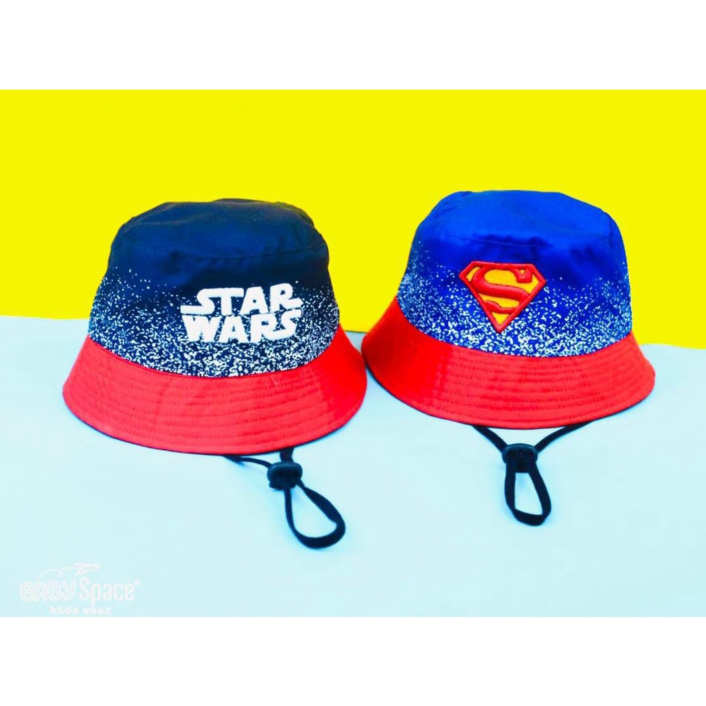 BUCKET HAT TOPI anak anak motif superheroes | DUO KRUCILS