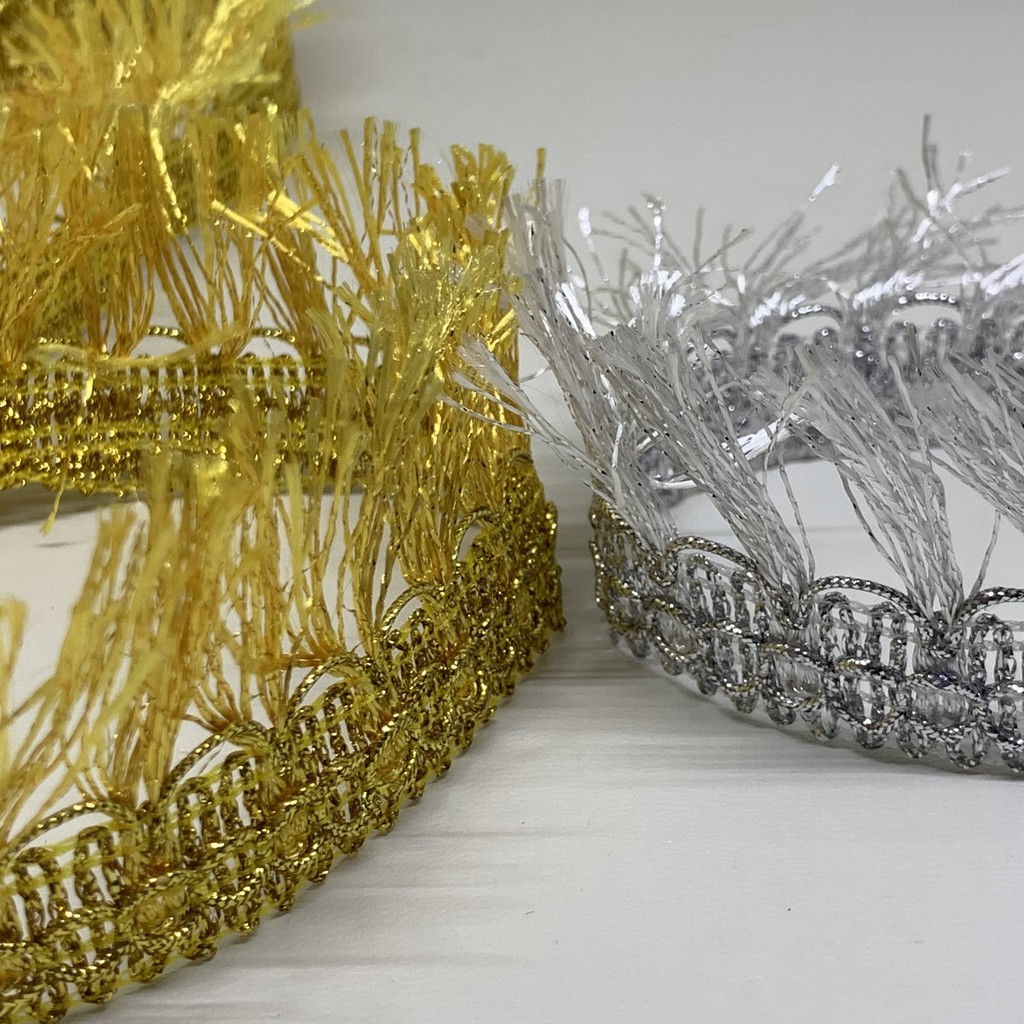 Renda Rumbai/renda rawis/Gorden Kecil 4cm-Gold Silver Perak Emas