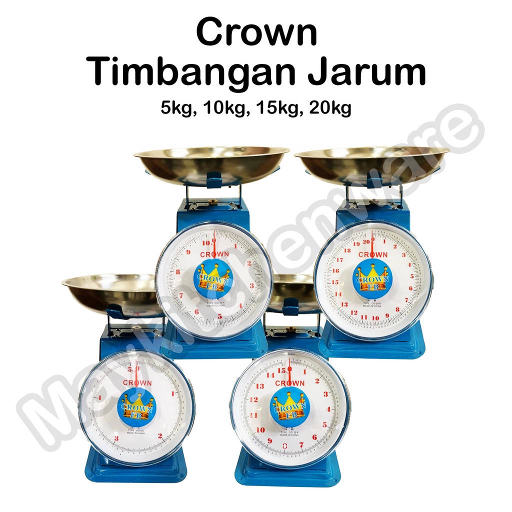 Timbangan Besi Crown 5kg 10kg 15kg 20kg Stainless Jarum Analog Manual Duduk Kue Tepung Buah Daging