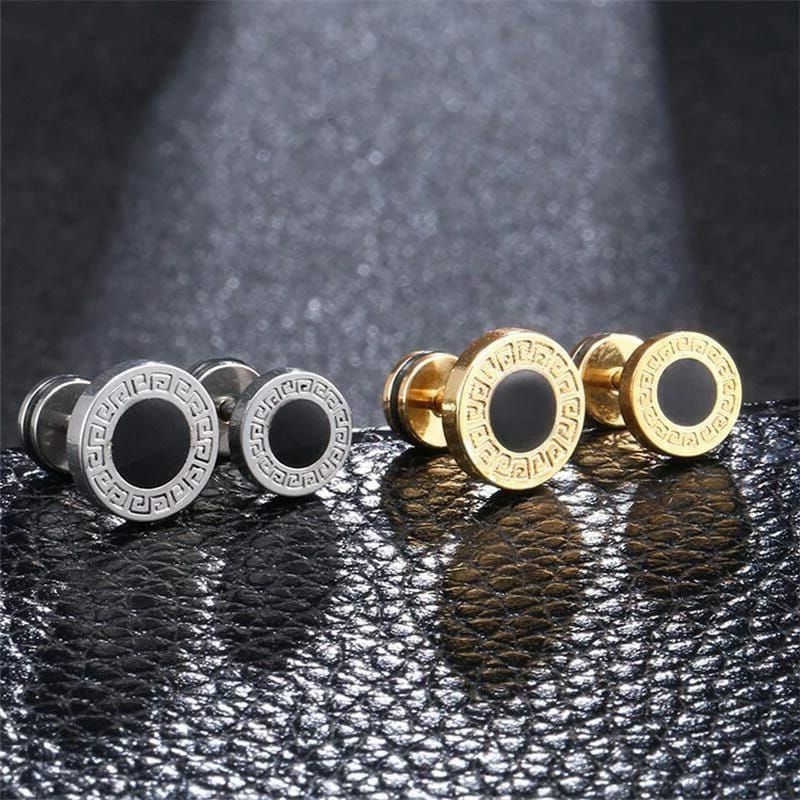 Anting Roda Titanium Anti karat Anting Pria Wanita Roda Fashion warna Emas Hitam Silver