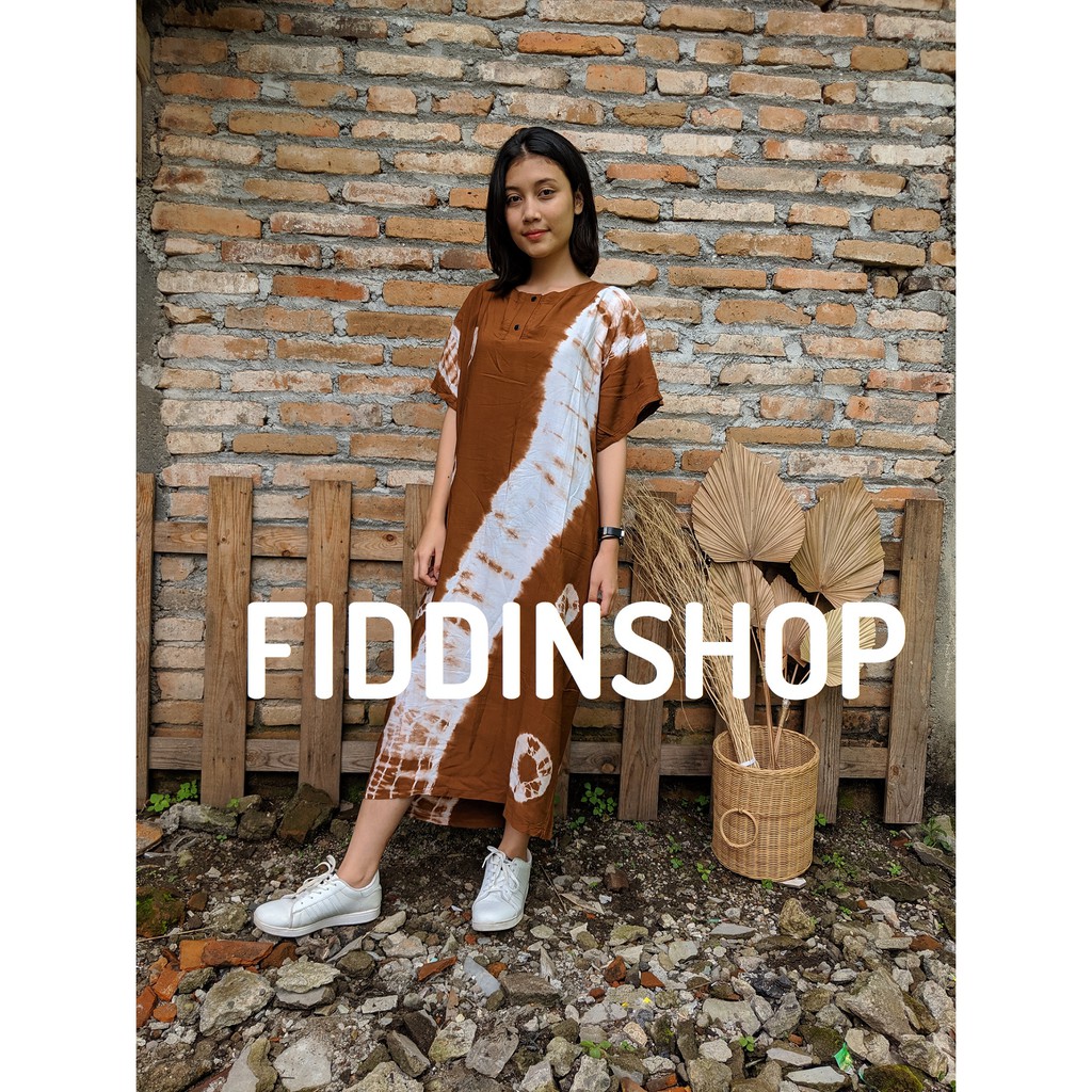 Daster tie Dye Midi Dress Tiedye Rayon Premium Proses Manual Ikat Celup Tradisisonal