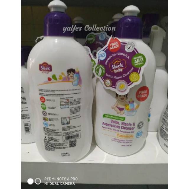 Sleek baby bottle 500 ml Cuci sabun botol Dot susu balita anak Sleak tutup push up nipple &amp; Accessories Cleanser Asesoris Perlengkapan bayi