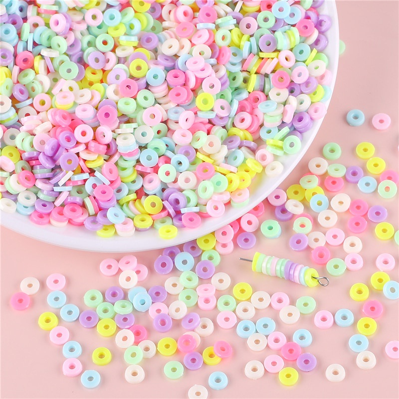 30g / Kantong 800pcs Manik-Manik Bulat Flat Polymer Resin Ukuran 6mm Untuk Membuat Perhiasan Handmade Diy