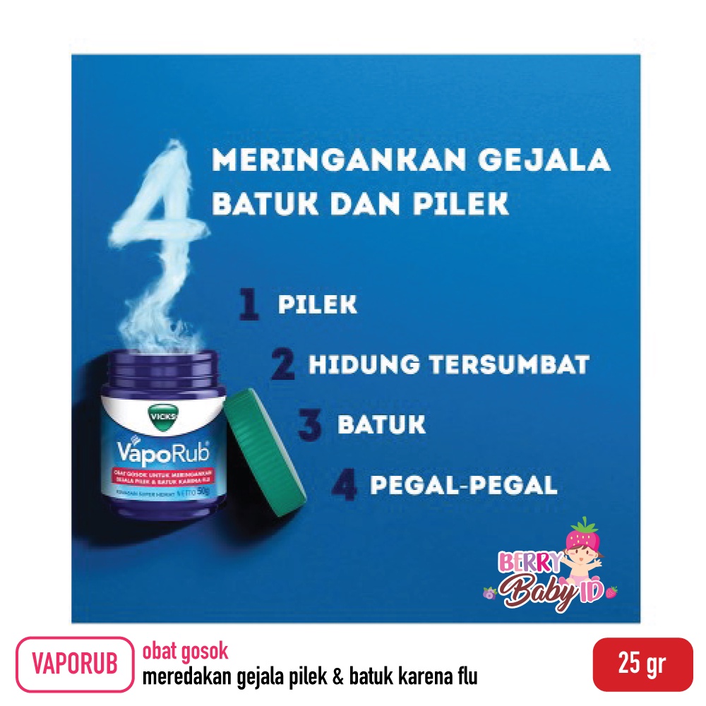 Vicks Vaporub Balsem Obat Gosok Pereda Pilek Batuk Flu Anak Dewasa Berry Mart