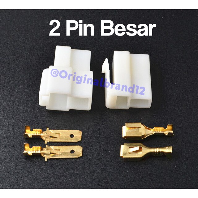Socket 2 pin Besar + Skun / Soket Motor / Konektor /Kabel Motor