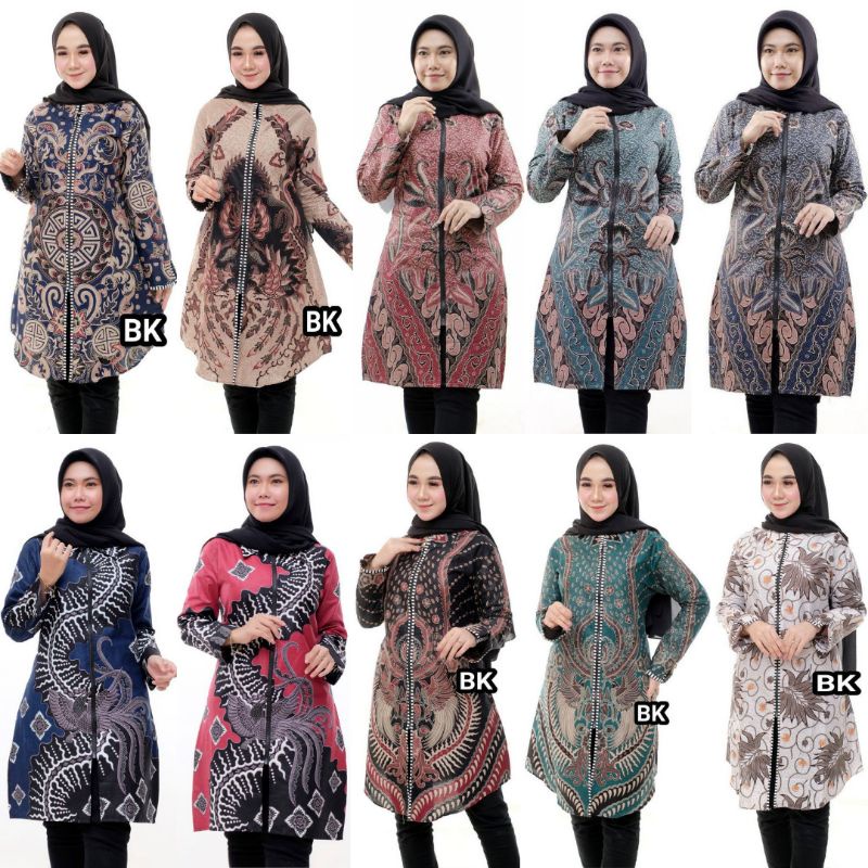 BISA COD M L XL XXL Jumbo //Batik Wanita Ghadistore // Baju batik wanita// TUNIK BATIK WANITA// TUNIK ZIPER// TUNIK ZIPER ZEBRA// Batik Wanita Tunik Seragam Terlaris Modern// TUNIK