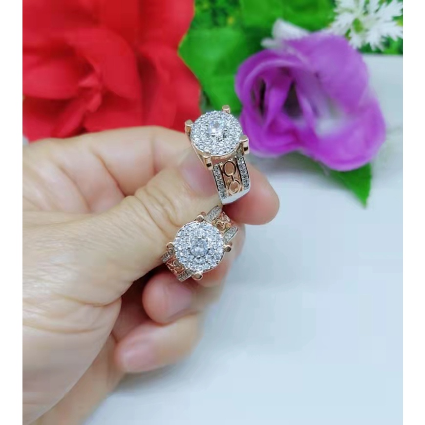 Cincin Kombinasi Permata Lapis Emas Perhiasan Fashion B87-89