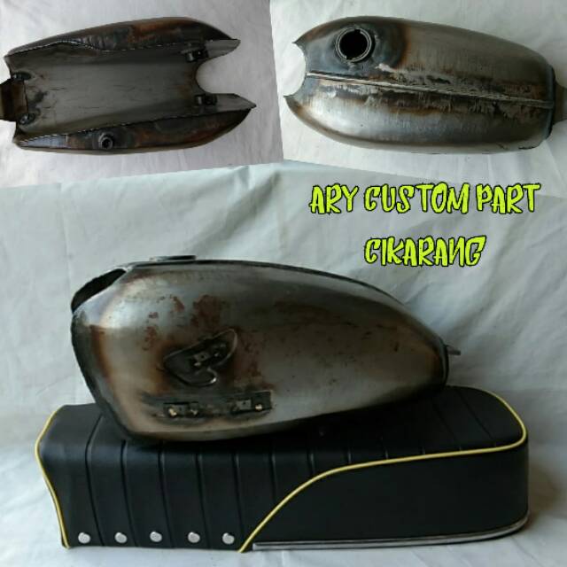 Tangki cb 100 pres set jok benik list kuning