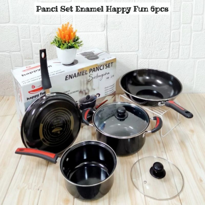 Panci Set Cookware Enamel Teflon Teflon set