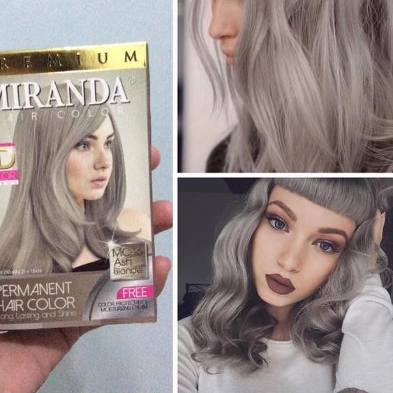♣ MIRANDA Hair Dye MC-16 Ash Blonde 30ml Cat Rambut Blond Grey Abu Silver Pirang Coklat Muda ♥