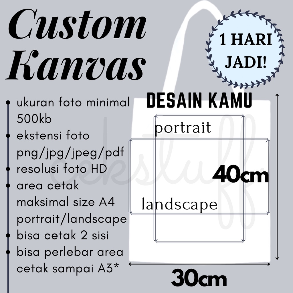 [1 HARI JADI] CUSTOM TOTEBAG KANVAS AESTHETIC MURAH (30x40) CUSTOM TOTEBAG SEKOLAH / TOTEBAG KULIAH / TAS KULIAH / TAS SEKOLAH