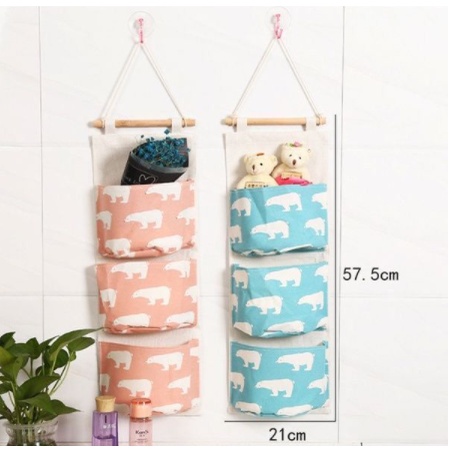 pouch gantung organizer storage bag motif gantung 3 sekat