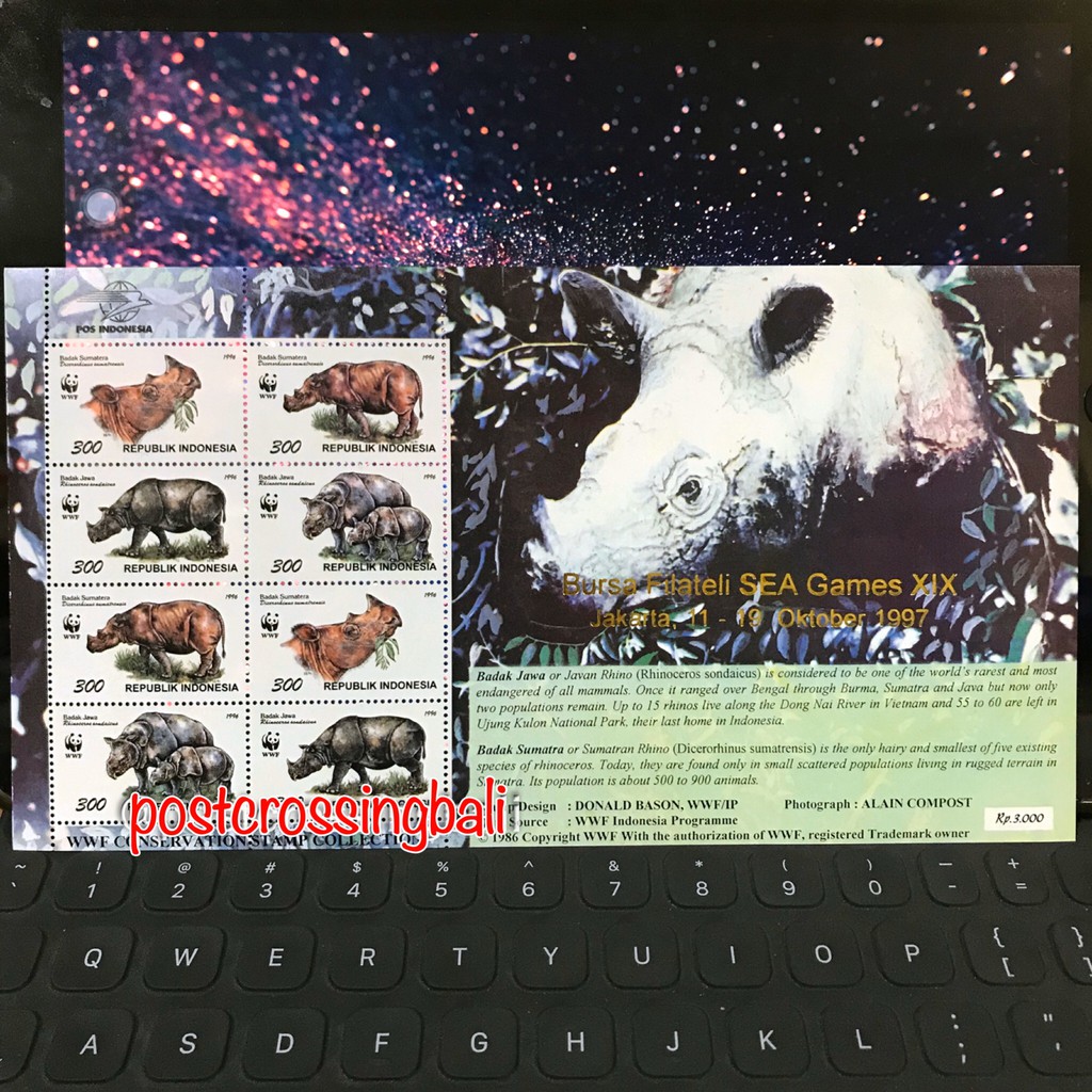 

Perangko WWF Badak Burse Filateli SEA Games XIX Perangko FIlateli Postcrossing MULUS MINT no tropis