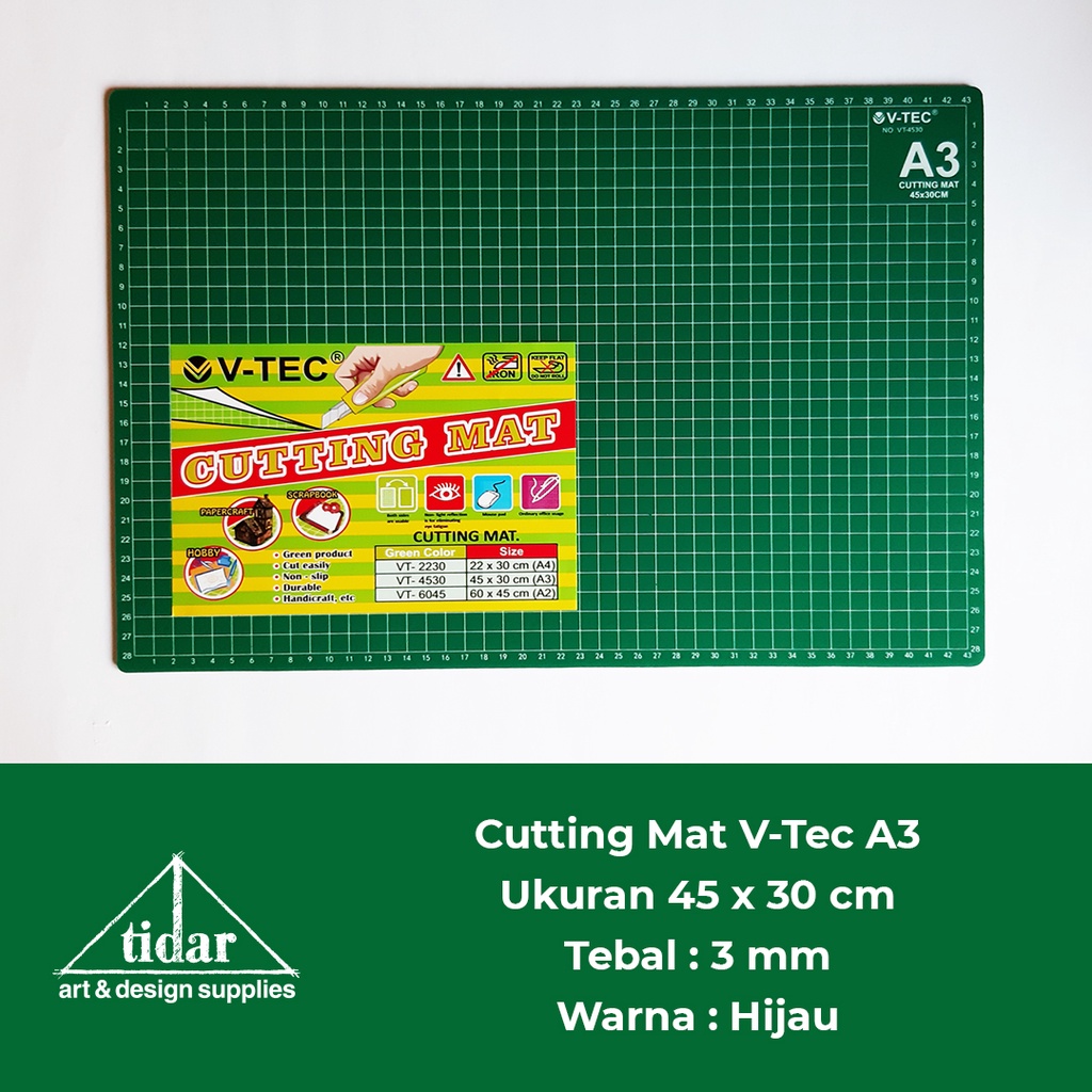 

V-Tec Cutting Mat A3 - Alas Potong Vtec Tebal 3 mm Ukuran 45 x 30 cm