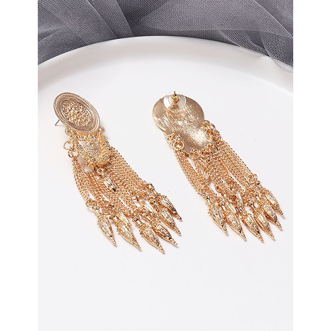 LRC Anting Tusuk Fashion Gold Tassel Earrings F45993