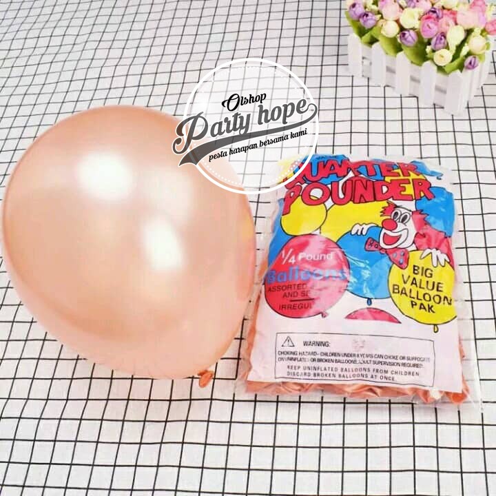 Balon Latex Rose Gold / Balon Metalik Warna rose gold per pak isi 100