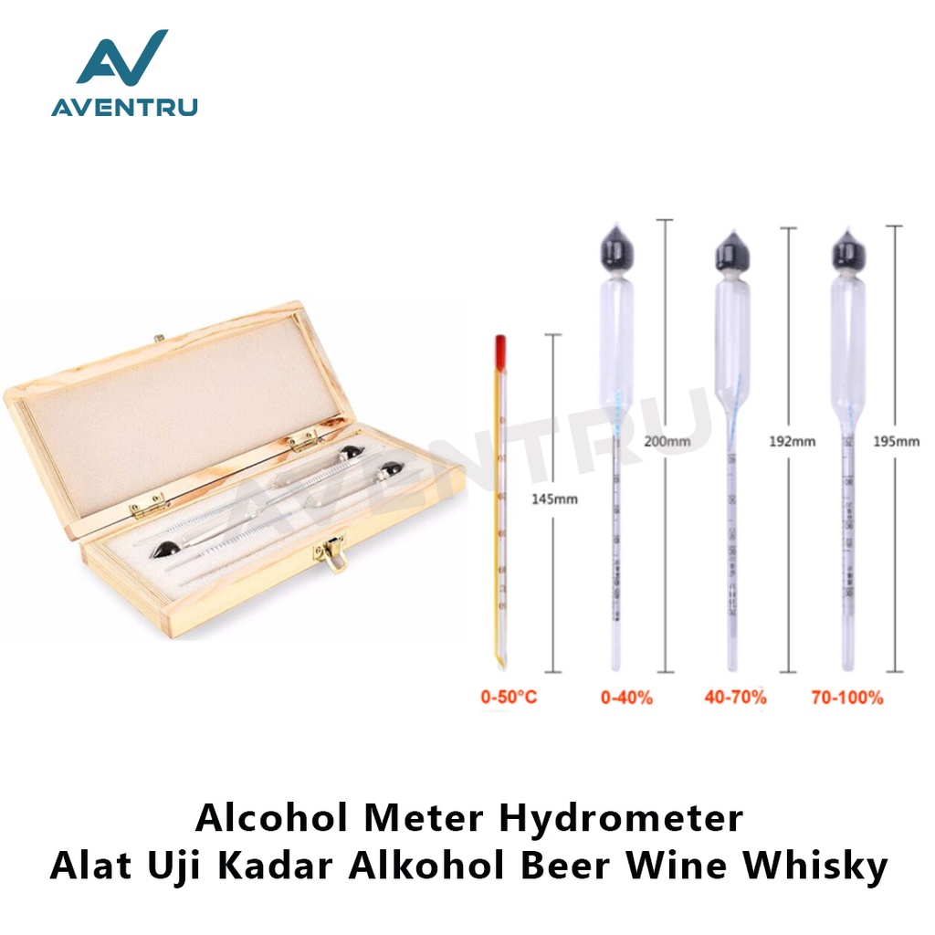 Hydrometer Alcohol Meter Alkoholmeter Alat Uji Kadar Alkohol Beer Wine