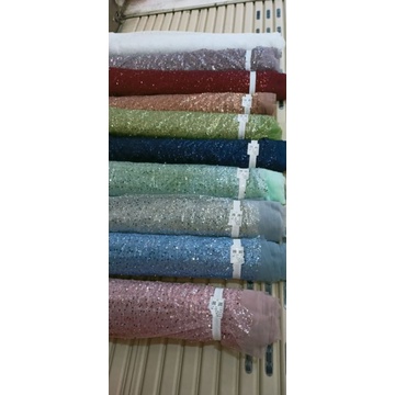 Kain TILE PAYET SEQUIN PREMIUM//Payet Sequin/Payet Sorousky/Bahan Gaun/Kebaya
