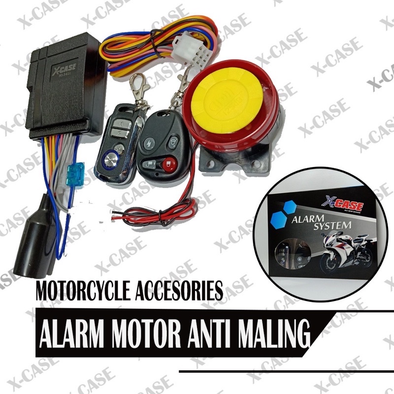 Alarm Motor Anti Maling 2 Remote Bisa Starter Sensor Getar Alarm Kunci Gembok Universal