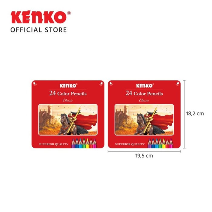 

tyvf SOS Pensil Warna KENKO 24 Warna Panjang Tin Case(Kaleng) / Pensil Mewarnai/Coloring Pencil