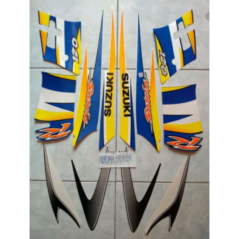 Striping Satria Hiu Biru Putih Kualitas original Sticker Body Full Sett
