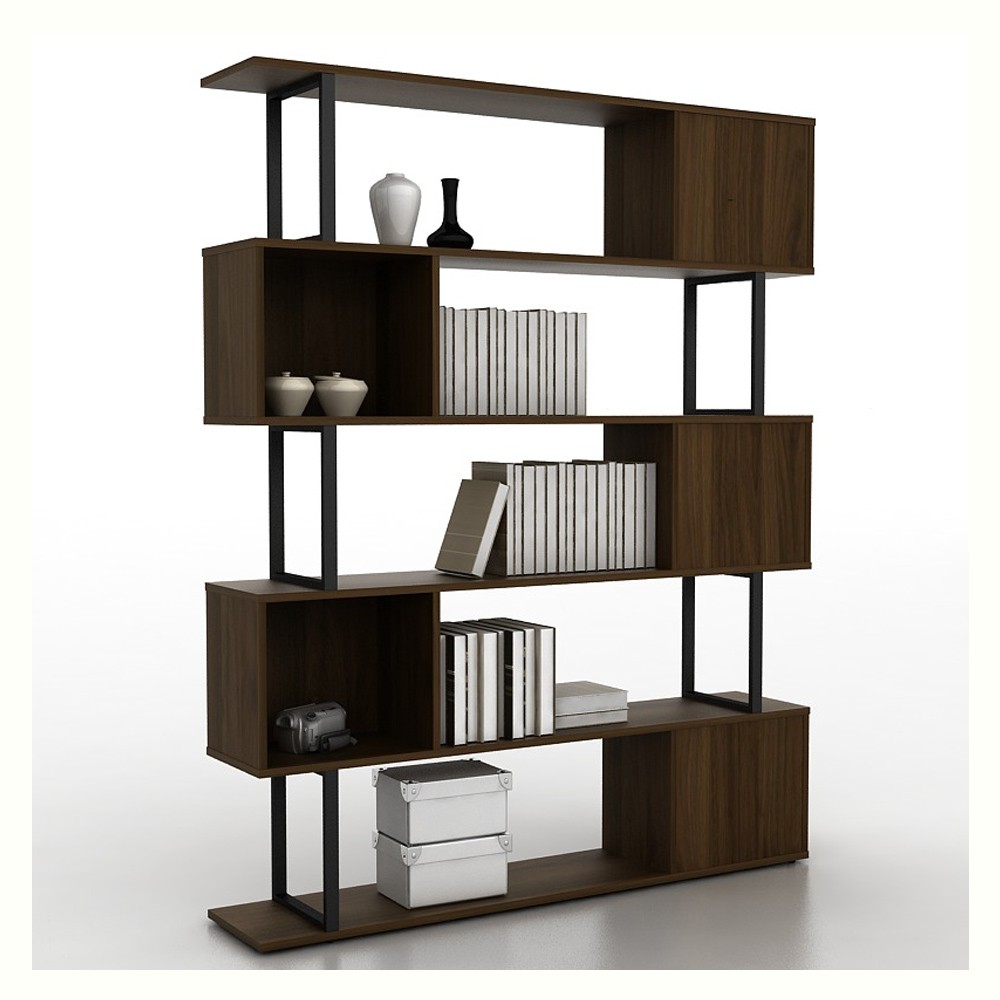 Bavarian Rak Buku Rangka Metal Brown Walnut (Mantis 150)