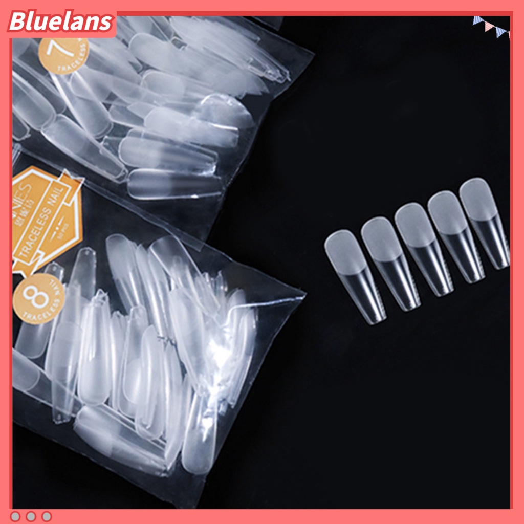 Bluelans 50Pcs / Kantong Kuku Palsu Bentuk T Transparan Ultra Tipis Tahan Lama Untuk Wanita