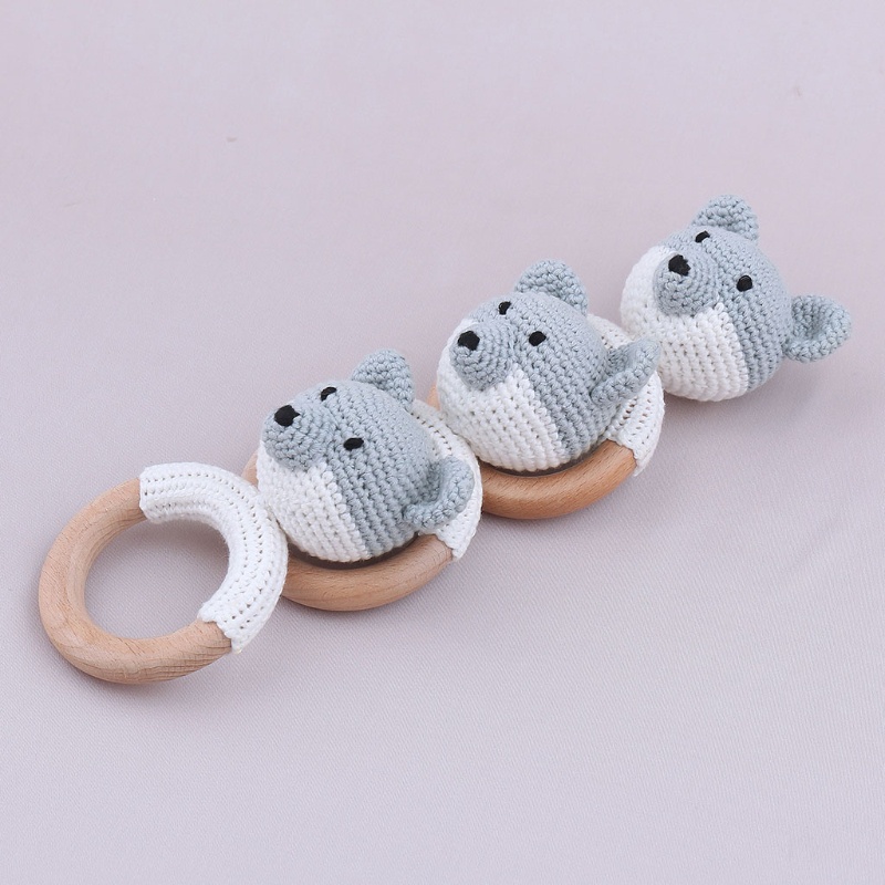 Mary Mainan Gelang Teether Kayu + Katun Rajut Untuk Bayi