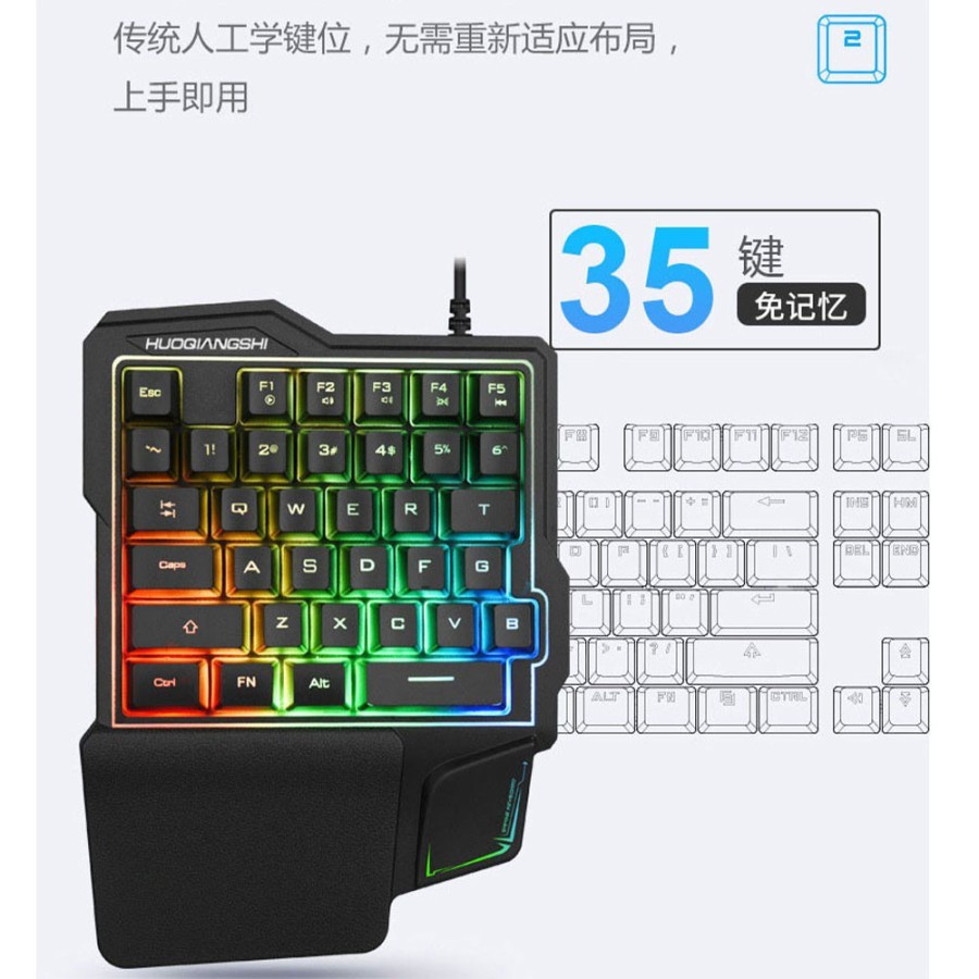 Trend-Single Hand Gaming Keyboard RGB 38 Keys - K108