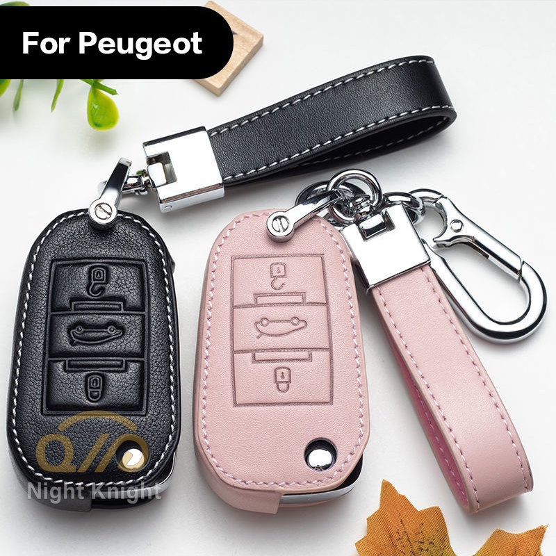 NEW high quality Leather Car Key Case Protection Cover For Peugeot