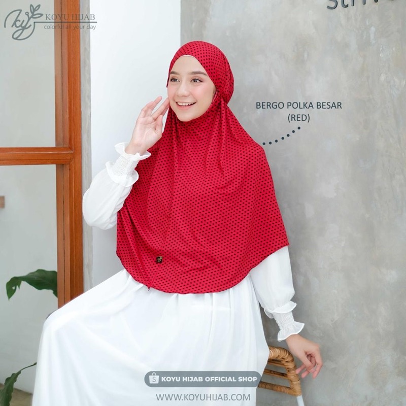 Koyu Hijab Instan Bergo Jersey Little Polka