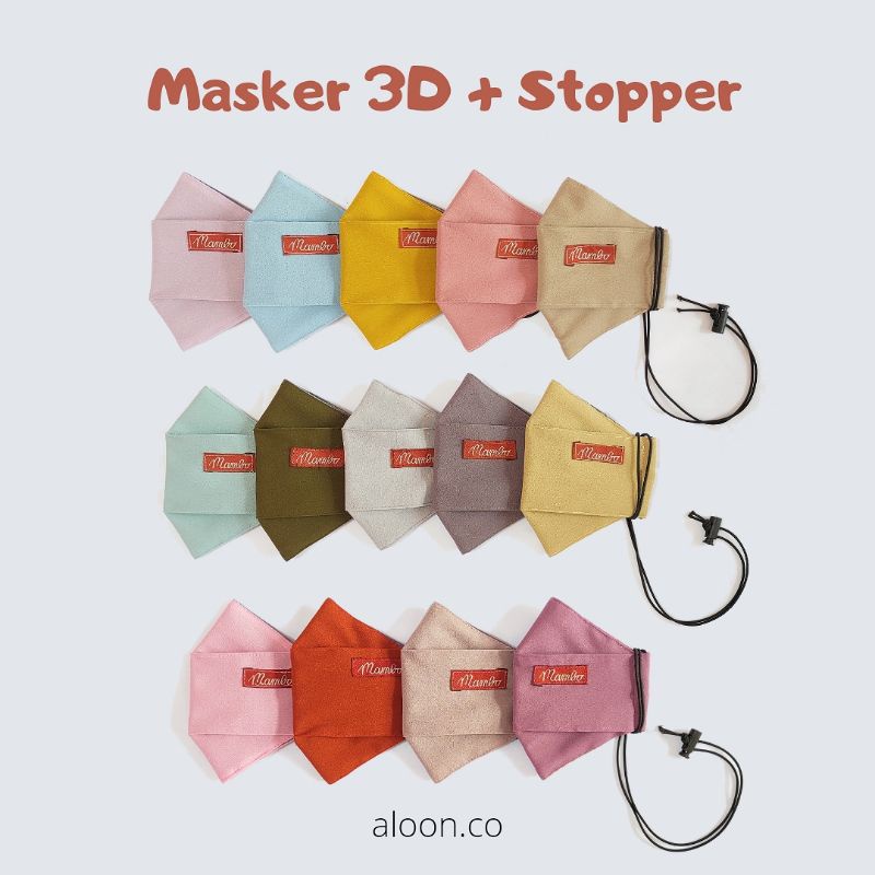 MASKER KAIN 3D EVO + STOPPER 2 PLY LAPIS PREMIUM - MASKER KAIN HEADLOOP - MASKER HIJAB WANITA