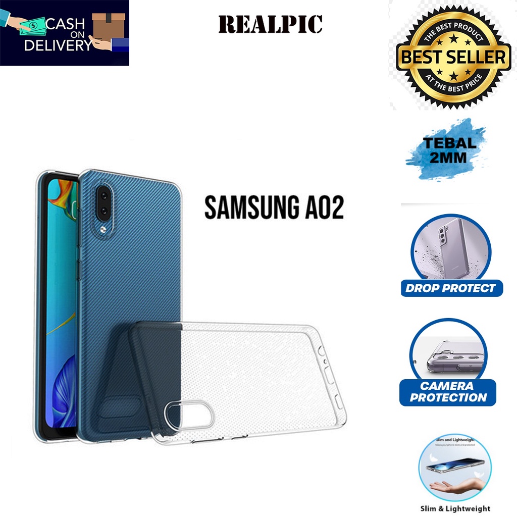 Case Samsung Galaxy A02 Casing Clear HD KETEBALAN 2MM BENING TRANSPARAN TPU Premium Softcase