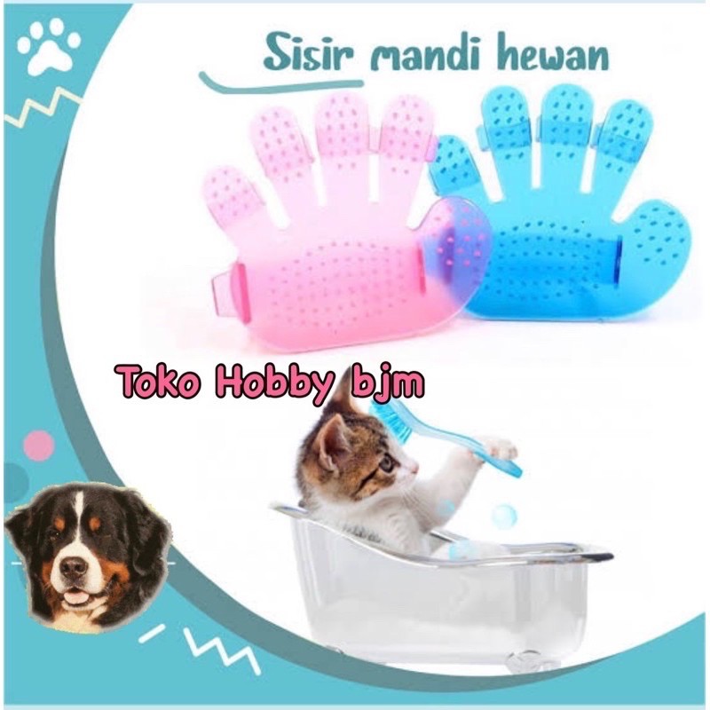 Sisir mandi kucing anjing hewan kelinci pet grooming sikat cat dog groming keramas