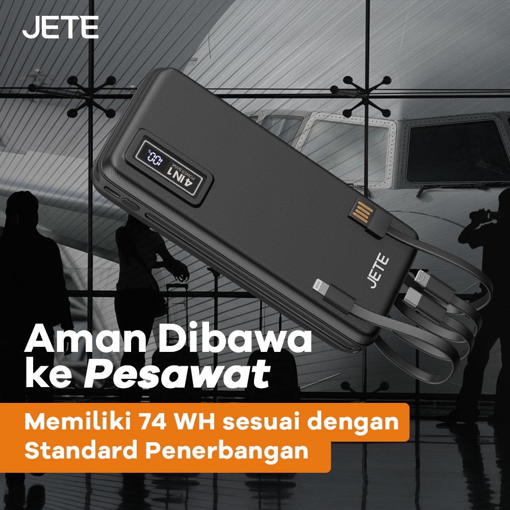 Power Bank 20000 MaH Powerbank with Built In Cable 22,5W JETE B5 - Garansi 2 Tahun