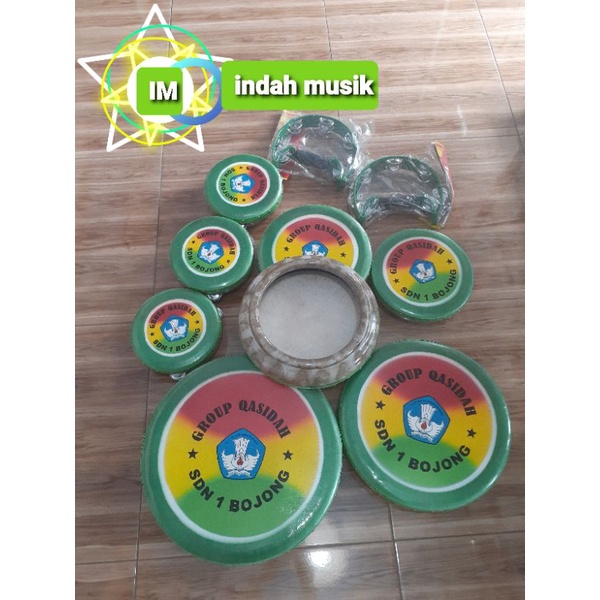 rebana qasidah 1set  lengkap/Qosidah marmer sablon nama