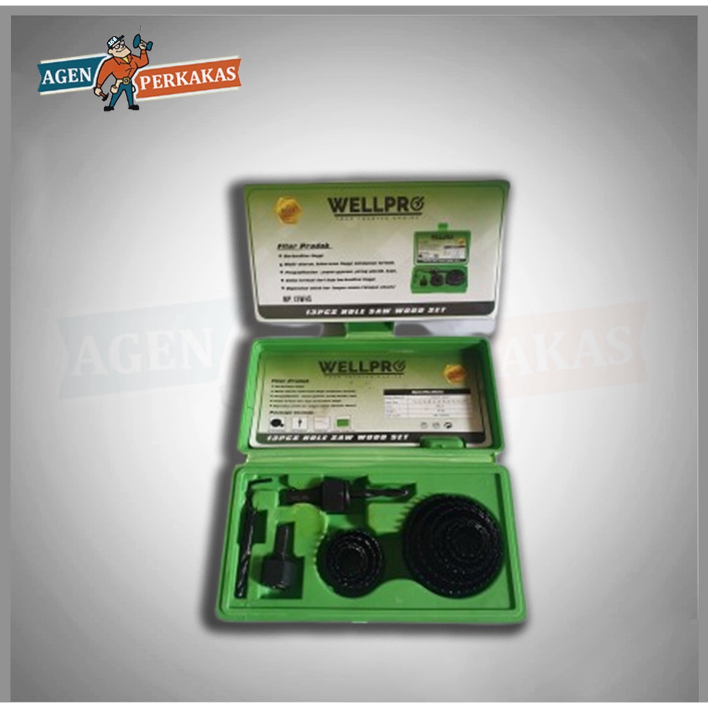 WELLPRO Holsaw Kayu Set 16pcs / Mata Bor Gromet 16pcs