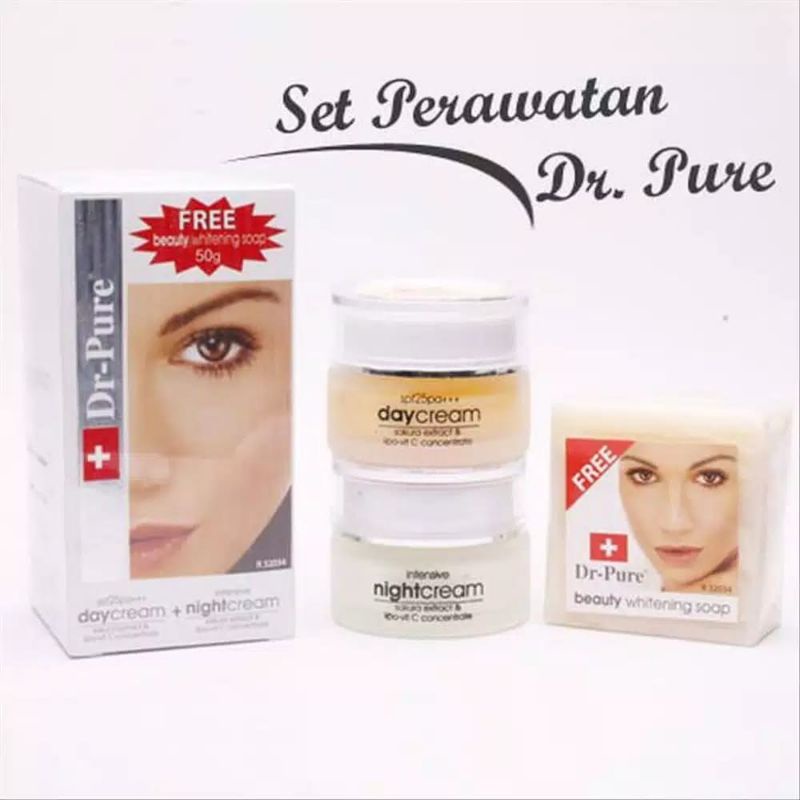 DR PURE night cream/ day cream / sabun 1 set cream pencerah wajah BPOM 100% ORIGINAL