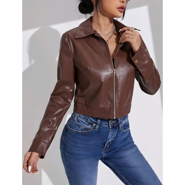 Tailor Labs Jacket Pu Leather Crop Zipper 2022