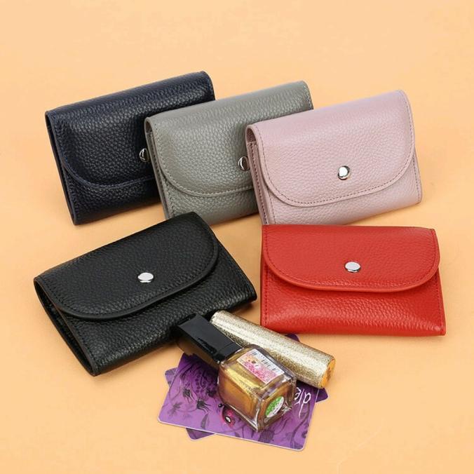 Dompet Wanita Koin Mini Bahan Kulit Asli Lembut Gaya