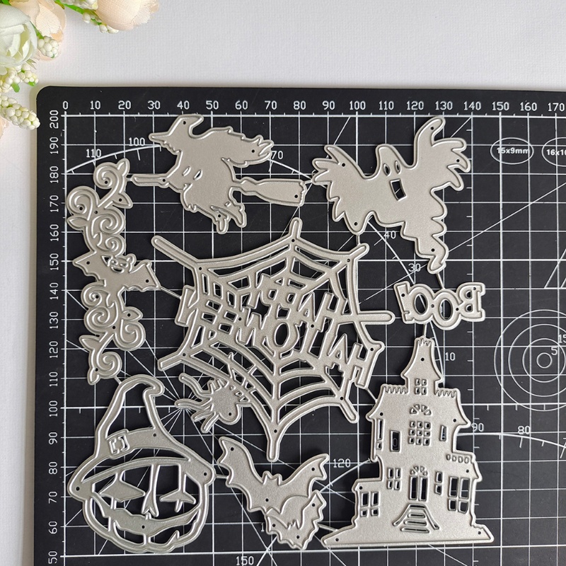 Cetakan Stensil Cutting Dies Motif Halloween Bahan Metal Untuk Scrapbook / Craft DIY / Embossing