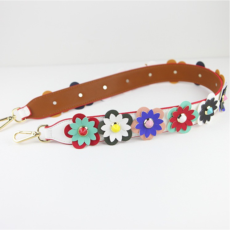 Strap You White Flower Multicolour Bagstrap Inspired /  Tali Tas Murah / Wide Strap/ Bag Strap