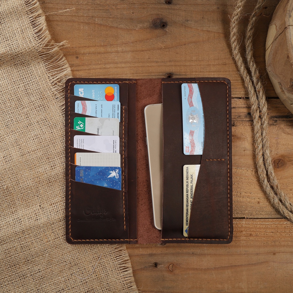 Dompet Panjang Kulit Asli Crazy Horse Seri ARCHER in ALL COLORS - Genuine Leather Phone Wallet