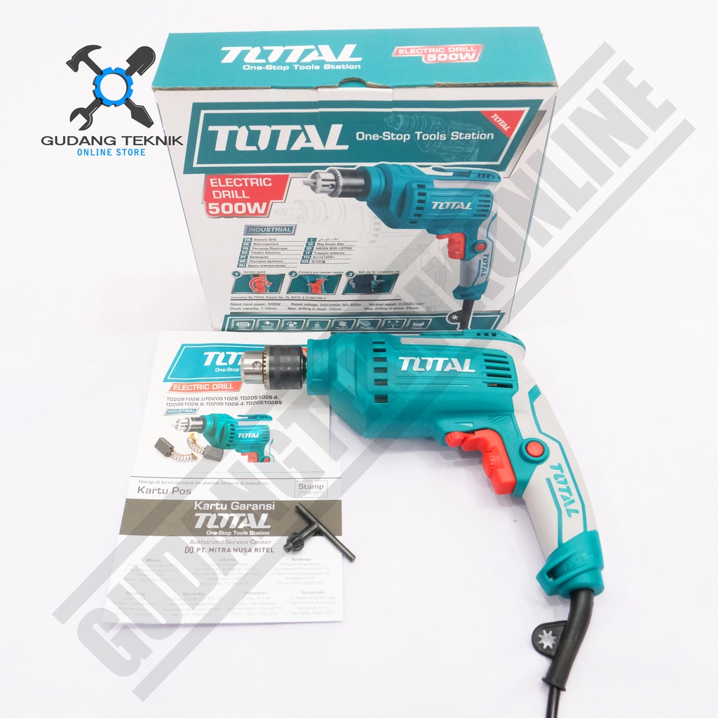 Mesin Bor 10mm TOTAL TD2051026 / Elektrik Drill TD 2051026 - Bor Tangan Listik TOTAL