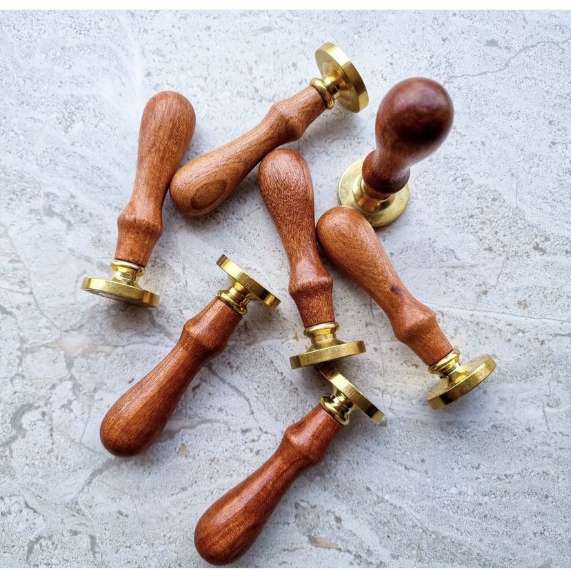 

RB 1 pcs Wood Handle Stamp Natural, Bamboo and Camel (Gagang Stempel Kuningan Seal wax ) / Fleksible