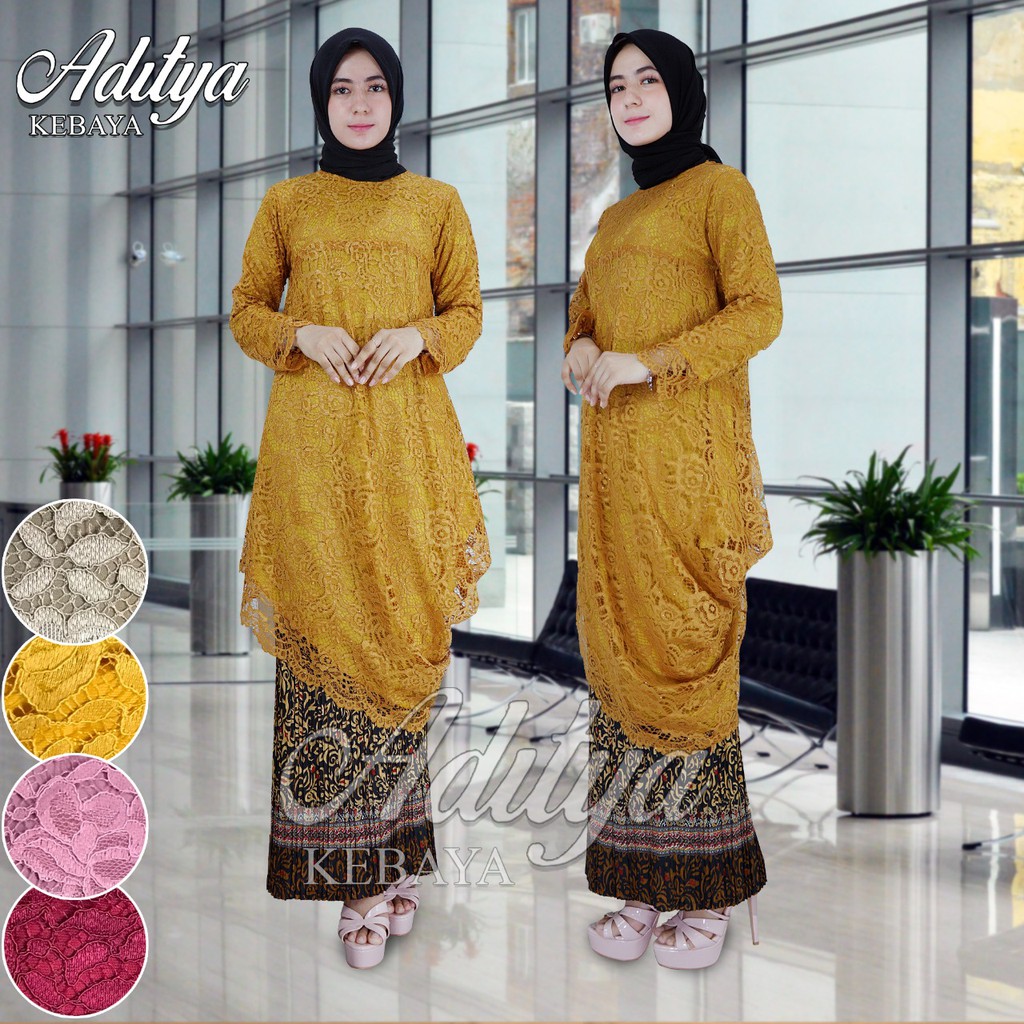 SAD&gt; set kebaya tunik mereng / kebaya modern / tunik brukat pesta model mereng - bahan brukat import